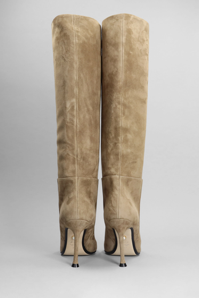 Shop Alevì Raja 95 High Heels Boots In Taupe Suede