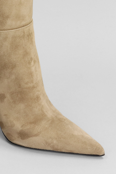 Shop Alevì Raja 95 High Heels Boots In Taupe Suede