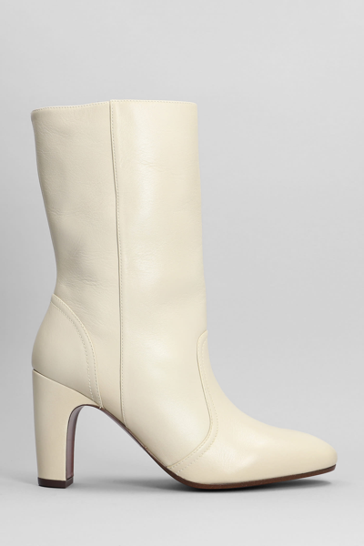 Shop Chie Mihara Eyta High Heels Boots In Beige Leather