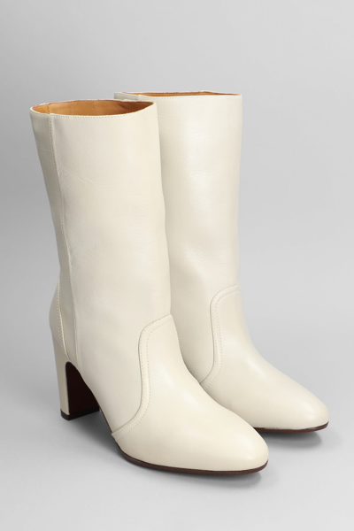Shop Chie Mihara Eyta High Heels Boots In Beige Leather