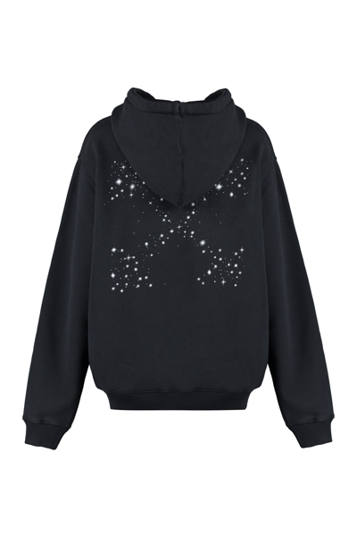 Shop Off-white Bling Cotton Hoodie In Black