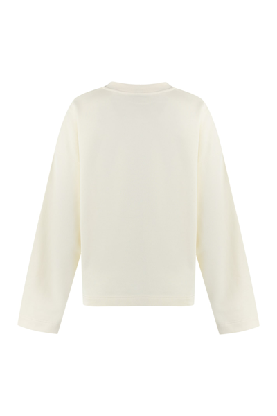 Shop Moncler Logo Detail Cotton Sweatshirt In White