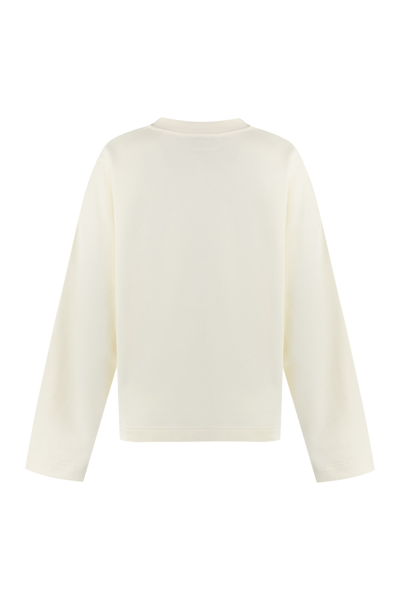Moncler Logo-embroidered Cotton Sweatshirt In White