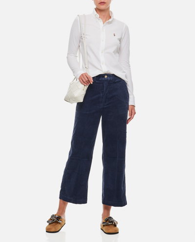 Shop Polo Ralph Lauren Wide Leg Chino Cropped Pants In Blue