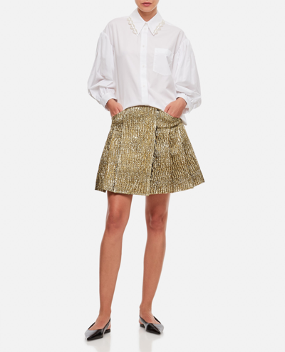Shop Simone Rocha Pleated Mini Kilt In Golden
