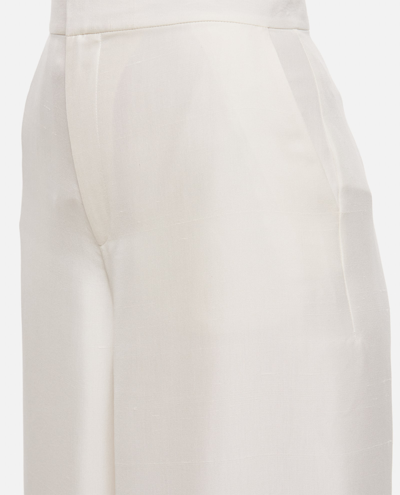 Shop Ralph Lauren Elaine Full Length Silk Trousers In White