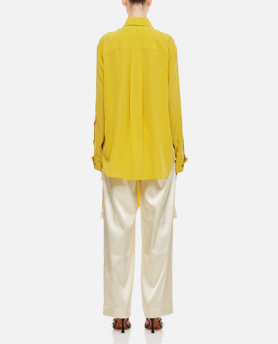 Shop Quira Bow Silk Shirt In Yellow