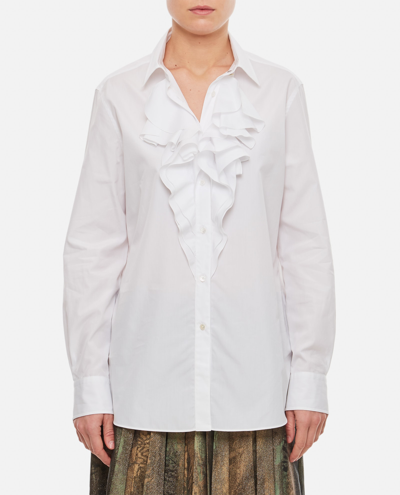 Shop Ralph Lauren Keara Long Sleeves Cotton Shirt In White