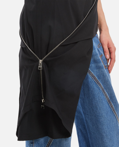 Shop Jw Anderson Zip Detail Cotton Sleeveless Top In Black