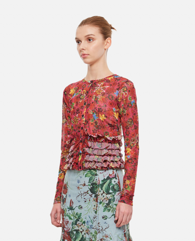 Molly Goddard Candice Mesh Cardigan In Red