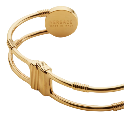 Shop Versace Safety Pin Bracelet In Gold