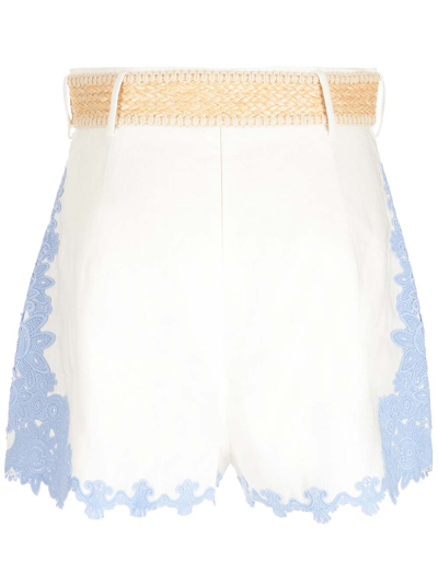 Shop Zimmermann White Linen Shorts