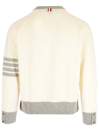 Shop Thom Browne Crewneck Sweater In White