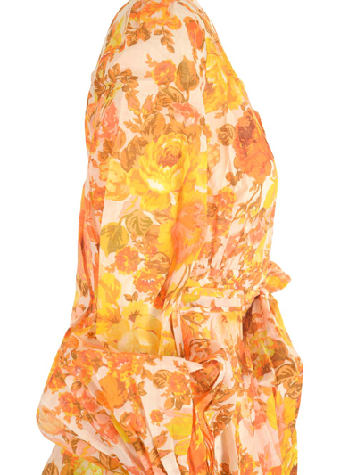 Shop Zimmermann Raie Wrap Mini Dress In Multicolor