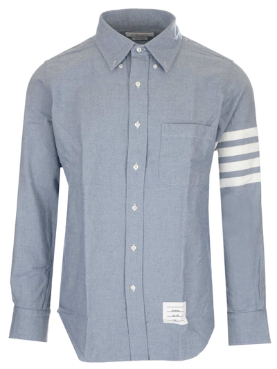 Shop Thom Browne Light Blue 4-bar Shirt