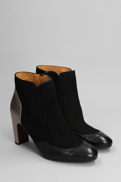 Shop Chie Mihara Eyarci High Heels Ankle Boots In Black Suede And Leather