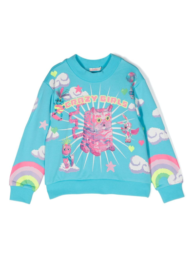 Shop Billieblush Rainbow-print Jersey Sweatshirt In Blau