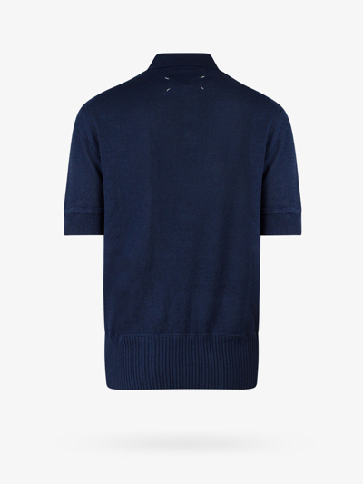 Shop Maison Margiela Man Polo Shirt Man Blue Polo Shirts