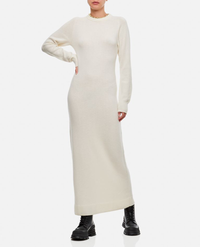 Shop Rabanne Wool Cashmere Long Dress In Beige
