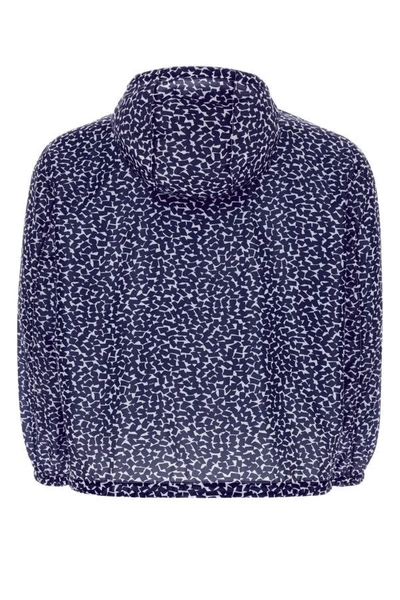 Prada Chest Placement Patterned Lightweight Windbreaker In Blue