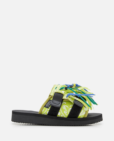 Shop Alanui Suicoke X  Moto Fringed Slippers In Yellow