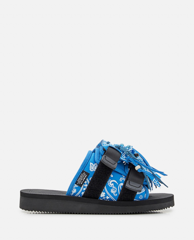 Shop Alanui Suicoke X  Moto Fringed Slippers In Blue