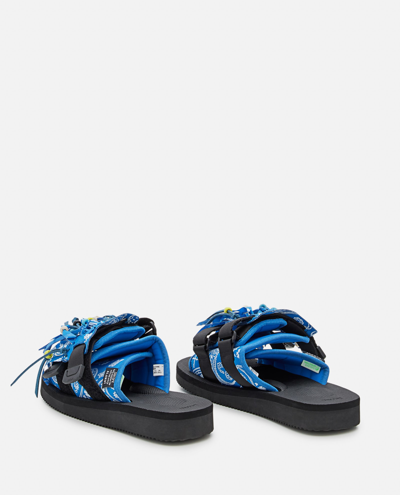 Shop Alanui Suicoke X  Moto Fringed Slippers In Blue