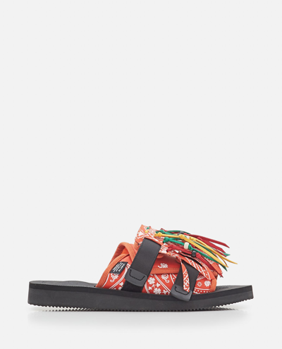 Alanui Suicoke X  Moto Fringed Slides In Red