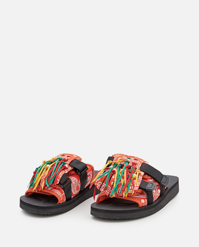 Alanui Suicoke X  Moto Fringed Slides In Red