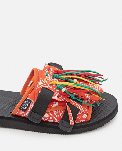 Alanui Suicoke X  Moto Fringed Slides In Red