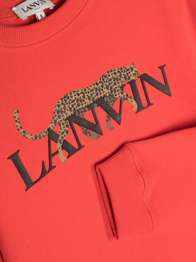 Shop Lanvin Felpa Rossa In Cotone Bambino In Rosso