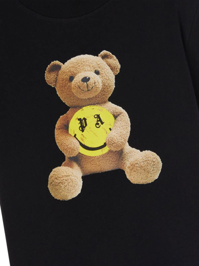 Shop Palm Angels Pa Smiley Bear Short Sleeves T-shirt In Black Lemon