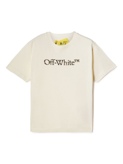 Shop Off-white Bookish Bit Logo Tee Short Sleeve In Off White