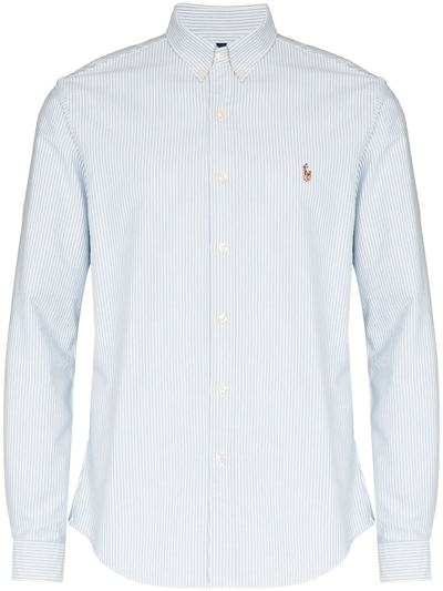 Shop Polo Ralph Lauren Classic Oxford Long Sleeve Sport Shirt In Bsr Blue White