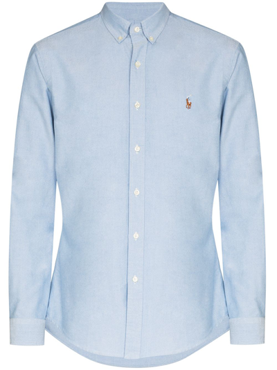 Shop Polo Ralph Lauren Classic Oxford Long Sleeve Sport Shirt In Bsr Blue