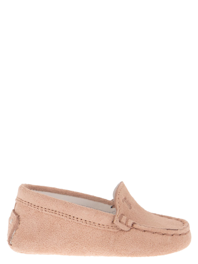 Shop Tod's Rubber Suede Loafer In Powder