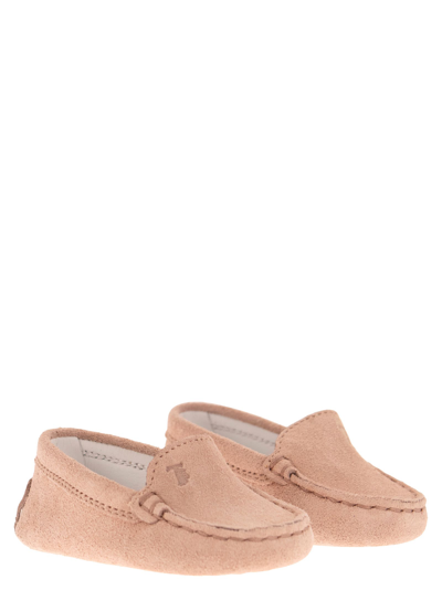 Shop Tod's Rubber Suede Loafer In Powder