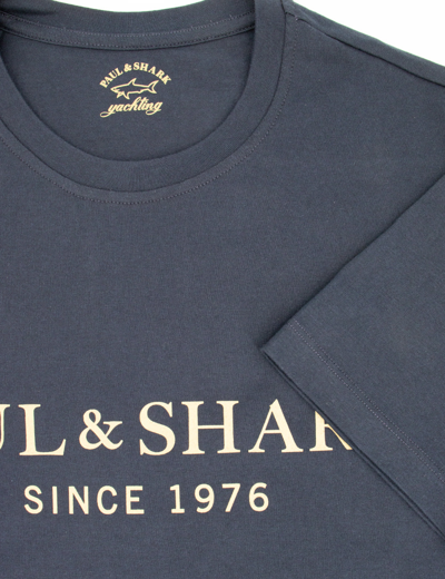 Shop Paul&amp;shark T-shirt In Blue Gold Print