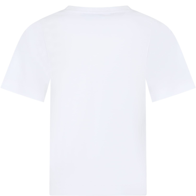 Shop Moschino White T-shirt For Kids With Blue Logo