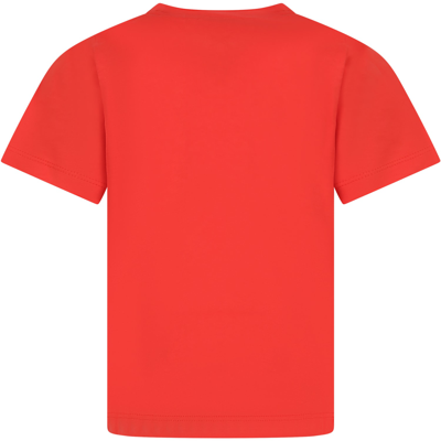 Shop Lanvin Red T-shirt For Kids With Logo