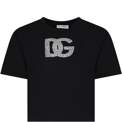 Shop Dolce & Gabbana Black T-shirt For Girl With Logo