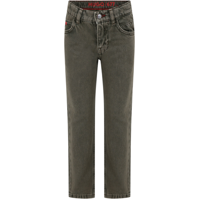 Shop Hugo Boss Green Jeans For Boy With Logo