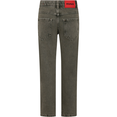Shop Hugo Boss Green Jeans For Boy With Logo