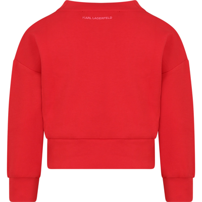 Shop Karl Lagerfeld Red Sweatshirt For Girl