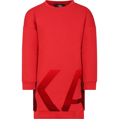 Shop Karl Lagerfeld Red Dress For Girl