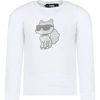 Shop Karl Lagerfeld White T-shirt For Girl