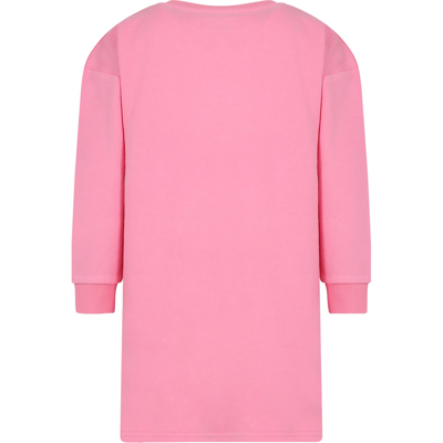 Shop Little Marc Jacobs Casual Pink Dress For Girl With Logo