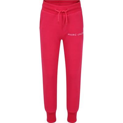 Shop Little Marc Jacobs Fuchsia Trousers For Girl With Logo