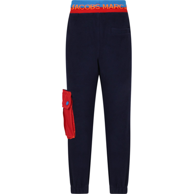 Shop Little Marc Jacobs Blue Tracksuit Trousers For Boy With Logo