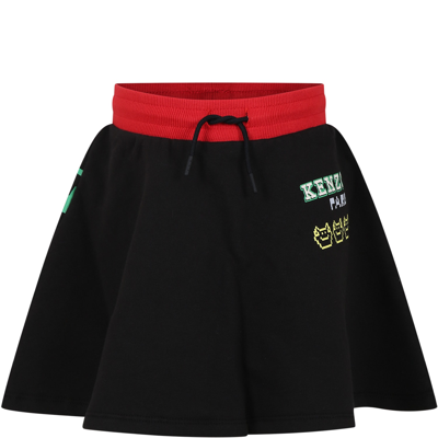 Shop Kenzo Black Skirt For Girl With Logo